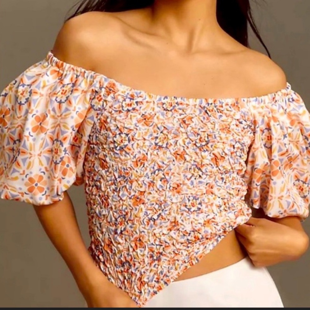 Dolan Multicolor Floral Smocked Blouse | Large